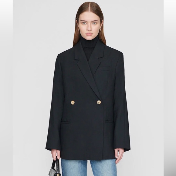 ANINE BING Oversized Double Breasted Classic Wool Kaia Blazer in Black Sz XS - Picture 7 of 9
